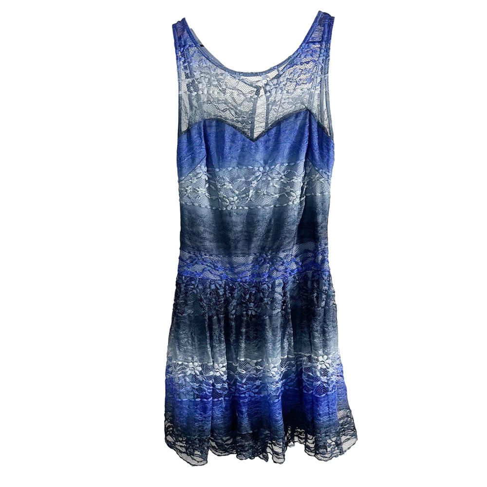 Betsey‎ Johnson Ombre Lace Sweetheart Sleeveless Short Dress Blue Size 8 Dressy